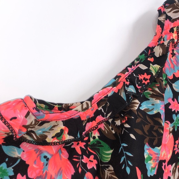 ASOS Curve Koko Neon Cold Shoulder Floral Shirt NWT - Picture 6 of 9